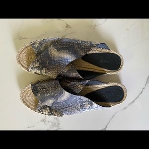 VINCE leather snakeskin espadrille sandal